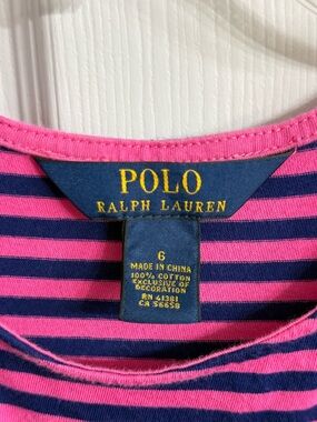 Polo by Ralph Lauren Hot Pink and Navy Striped Girls Dress